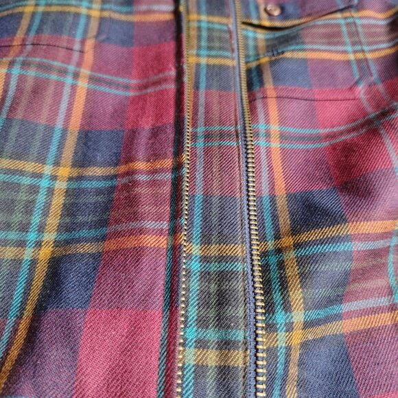 LAUREN Ralph Lauren Shirt Jacket Womens Medium Worsted Wool Front Zip Plaid Camp - Picture 6 of 11